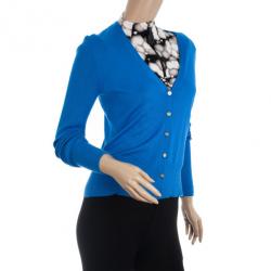 Pre Owned Tory Burch Blue Cashmere Inez Cardigan M