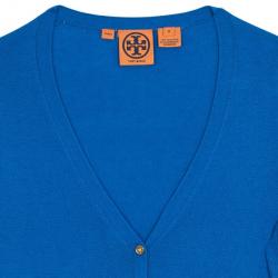 Pre Owned Tory Burch Blue Cashmere Inez Cardigan M