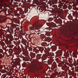 Pre Owned Tory Burch Red Jersey Floral Printed Long Sleeve Dress M