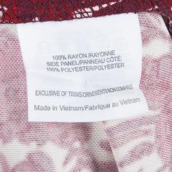 Pre Owned Tory Burch Red Jersey Floral Printed Long Sleeve Dress M