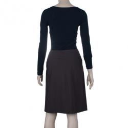 Pre Owned Tory Burch Brown Leather Trimmed Skirt M