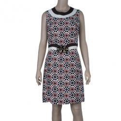 Pre Owned Tory Burch Multicolor Belted Sheath Dress M
