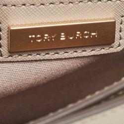Pre Owned Tory Burch Grey Leather Kira Envelope Flap Shoulder Bag