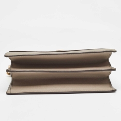Pre Owned Tory Burch Grey Leather Kira Envelope Flap Shoulder Bag