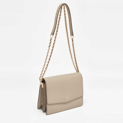 Pre Owned Tory Burch Grey Leather Kira Envelope Flap Shoulder Bag