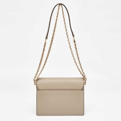 Pre Owned Tory Burch Grey Leather Kira Envelope Flap Shoulder Bag