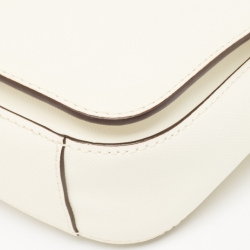 Pre Owned Tory Burch Off White Leather Robinson Chain Shoulder Bag