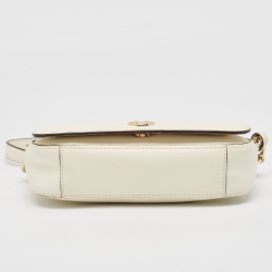 Pre Owned Tory Burch Off White Leather Robinson Chain Shoulder Bag