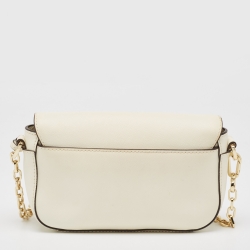 Pre Owned Tory Burch Off White Leather Robinson Chain Shoulder Bag
