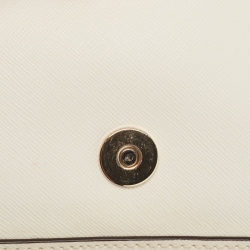 Pre Owned Tory Burch Off White Leather Robinson Chain Shoulder Bag