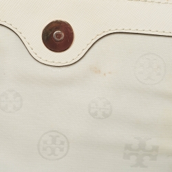 Pre Owned Tory Burch Off White Leather Robinson Chain Shoulder Bag