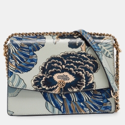 Pre Owned Tory Burch Multicolor Floral Print Leather Robinson Shoulder Bag