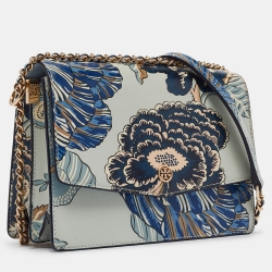 Pre Owned Tory Burch Multicolor Floral Print Leather Robinson Shoulder Bag