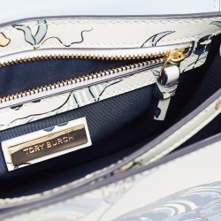 Pre Owned Tory Burch Multicolor Floral Print Leather Robinson Shoulder Bag