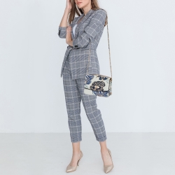 Pre Owned Tory Burch Multicolor Floral Print Leather Robinson Shoulder Bag