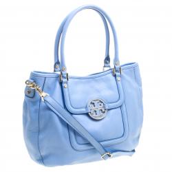 Pre Owned Tory Burch Light Blue Leather Amanda Hobo
