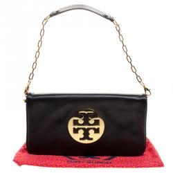 Pre Owned حقيبة كتف توري برش ريفا جلد أسود