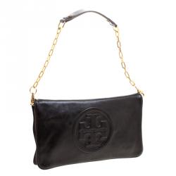 Pre Owned Tory Burch Black Leather Reva Shoulder Bag