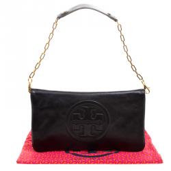 Pre Owned Tory Burch Black Leather Reva Shoulder Bag