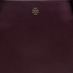 Pre Owned Tory Burch Burgundy Leather York Buckle Tote