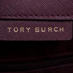 Pre Owned Tory Burch Burgundy Leather York Buckle Tote