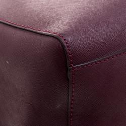 Pre Owned Tory Burch Burgundy Leather York Buckle Tote