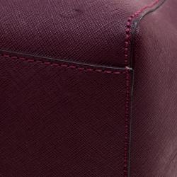 Pre Owned Tory Burch Burgundy Leather York Buckle Tote