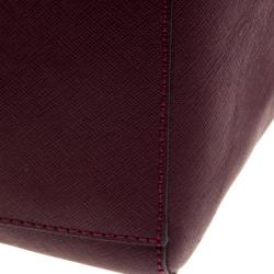 Pre Owned Tory Burch Burgundy Leather York Buckle Tote