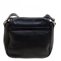 Pre Owned حقيبة كروس توري برش ملتفة أماندا جلد سوداء