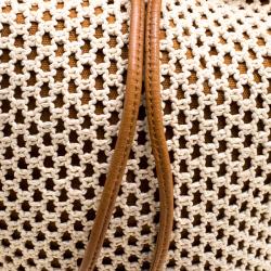 Pre Owned Tory Burch Brown Fabric and Leather Adalyn Bucket Bag