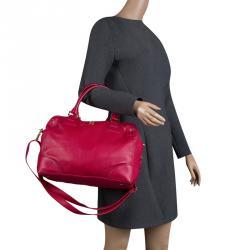 Pre Owned Tory Burch Pink Leather Robinson Middy Satchel