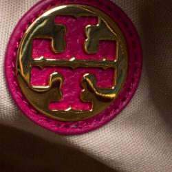 Pre Owned Tory Burch Pink Leather Robinson Middy Satchel
