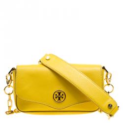 Tory Burch Yellow Leather Mini Chain Crossbody Bag