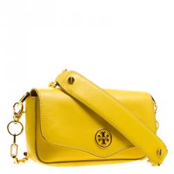 Tory Burch Yellow Leather Mini Chain Crossbody Bag