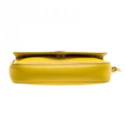 Tory Burch Yellow Leather Mini Chain Crossbody Bag