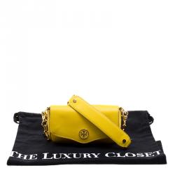 Tory Burch Yellow Leather Mini Chain Crossbody Bag