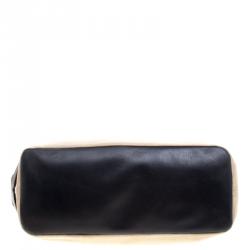 Pre Owned حقيبة يد توري برش كانفاس وجلد بيج/ كحلية