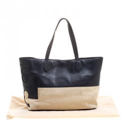 Pre Owned حقيبة يد توري برش كانفاس وجلد بيج/ كحلية