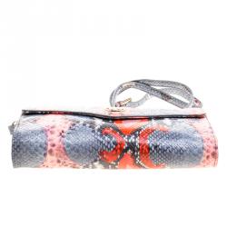 Pre Owned حقيبة كروس توري برش جلد نقش ثعبان متعدد الألوان