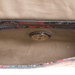 Pre Owned حقيبة كروس توري برش جلد نقش ثعبان متعدد الألوان