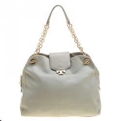 مملوكة مسبقًا Tory Burch Grey Leather Shoulder Bag