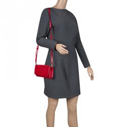 Pre Owned Tory Burch Red Patent Leather Shoulder Bag