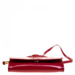 Pre Owned Tory Burch Red Patent Leather Shoulder Bag