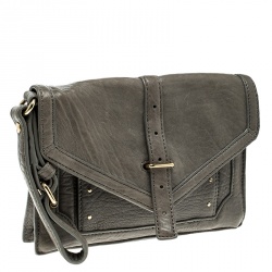 Pre Owned Tory Burch Grey Leather Envelope Clutch