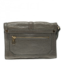 Pre Owned Tory Burch Grey Leather Envelope Clutch