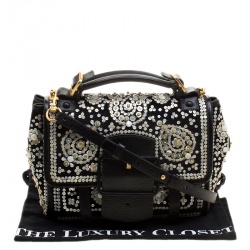 مملوكة مسبقًا حقيبة توري برش يد علوية ساوير مزخرفة جلد وقطيفة سوداء