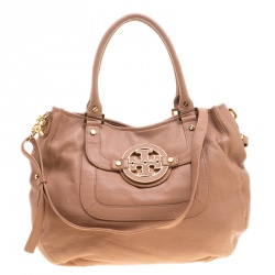 Pre Owned Tory Burch Dusty Pink Leather Amanda Hobo