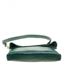 Tory Burch Green Leather Dena Foldover Crossbody Bag