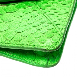 مملوكة مسبقًا Tory Burch Neon Green Python Embossed Leather Miniature Crossbody Bag
