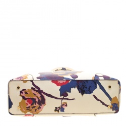 Pre Owned حقيبة توري برش قبة روبينسون كبيرة طباعة زهور متعددة الألوان/ بيج فاتحة